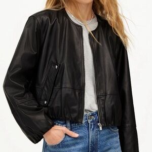 Madewell Black Bomber Jacket 100% leather